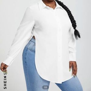 Double split white button down